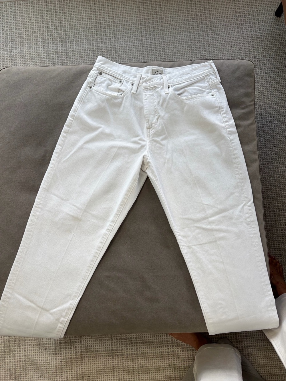 J. Crew White Slouchy Boyfriend Jeans - Classic White Denim